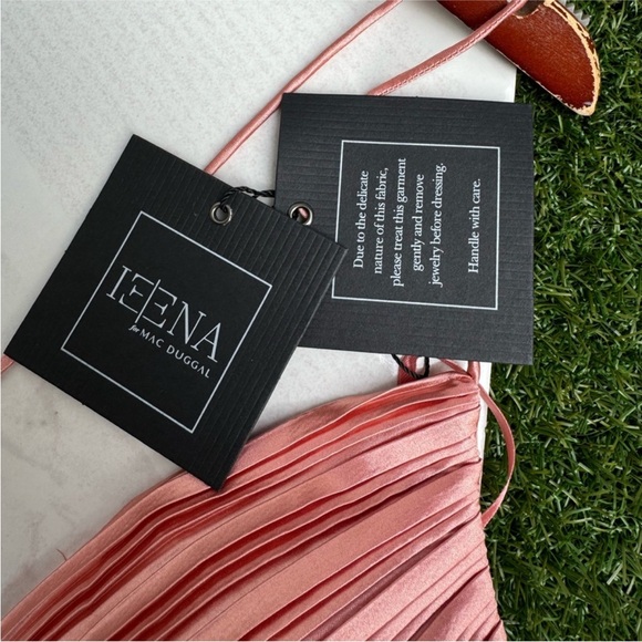 IEENA 1 FOR MAC DUGGAL Pleated Rose Gold Maxi Dresss size 12 women NWT $398 - Picture 9 of 11